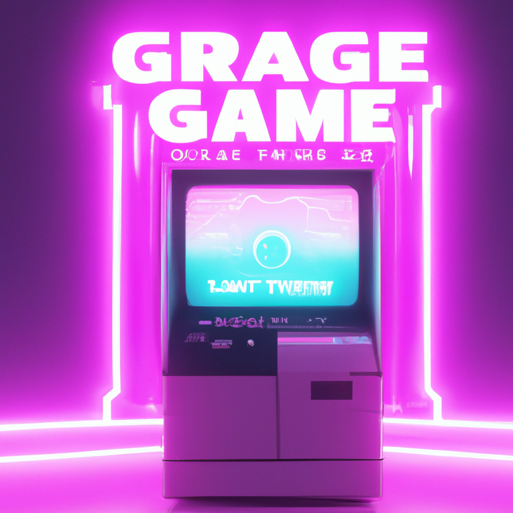 ArcadeFlux concept art: animated arcade cabinet and neon interface